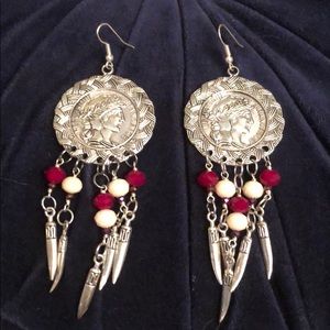 Vintage Large Ancient Coin Statement Earrings
